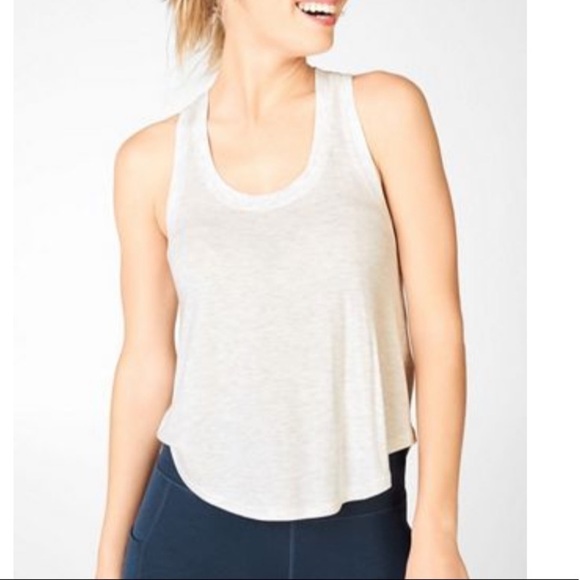 Fabletics cropped racerback tank, light gray, XL - Picture 3 of 8